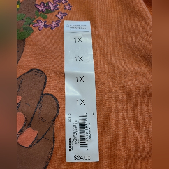 Sonoma Baseball 3/4 Sleeve Tee Peace Sign - Floral - Picture 4 of 9